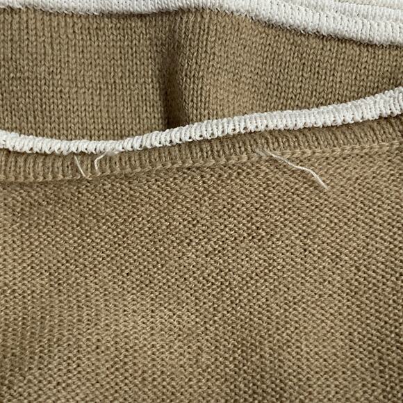 Size S Beige White Merino Wool Blend Textured Stripe Sleeveless Casual Top - Picture 7 of 10